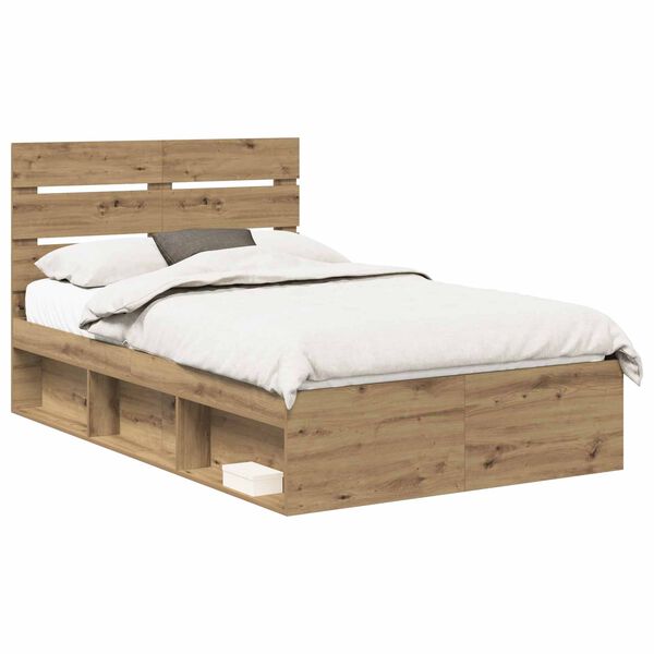vidaXL Cadre de lit Ch&ecirc;ne artisan 135 x 190 cm Bois de pin massif