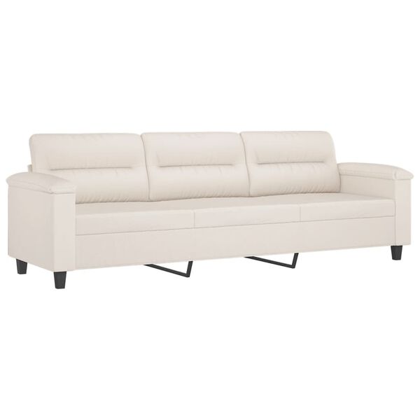 vidaXL Canap&eacute; 3 places avec repose-pieds Beige 210 cm Tissu microfibre