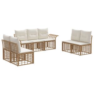 vidaXL Ensemble de canap&eacute;s d'ext&eacute;rieur 7 pcs Blanc Naturel et Cr&egrave;me