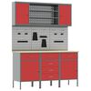 vidaXL Placard de travail 7 pc Rouge Bois d'ing&eacute;nierie et acier