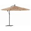 vidaXL Parasol de jardin avec LED et m&acirc;t en acier marron 246x246x230cm