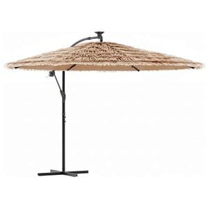 vidaXL Parasol de jardin avec LED et m&acirc;t en acier marron 246x246x230cm