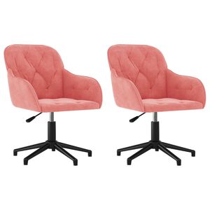 vidaXL Chaises pivotantes &agrave; manger lot de 2 Rose Velours