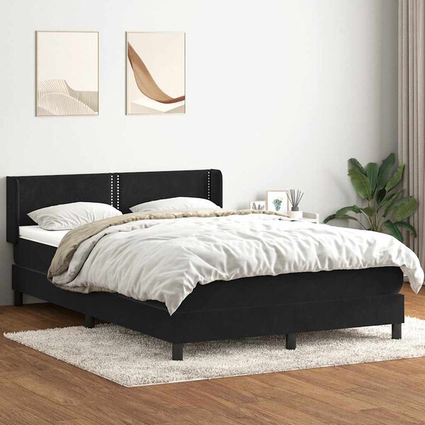 vidaXL Sommier &agrave; lattes de lit avec matelas noir 160x210 cm velours