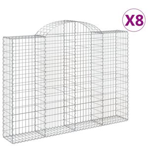 vidaXL Paniers &agrave; gabions arqu&eacute;s 8 pcs 200x30x140/160 cm Fer galvanis&eacute;