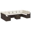 vidaXL Ensemble de canap&eacute; de jardin 11 pcs Marron et blanc polyrotin