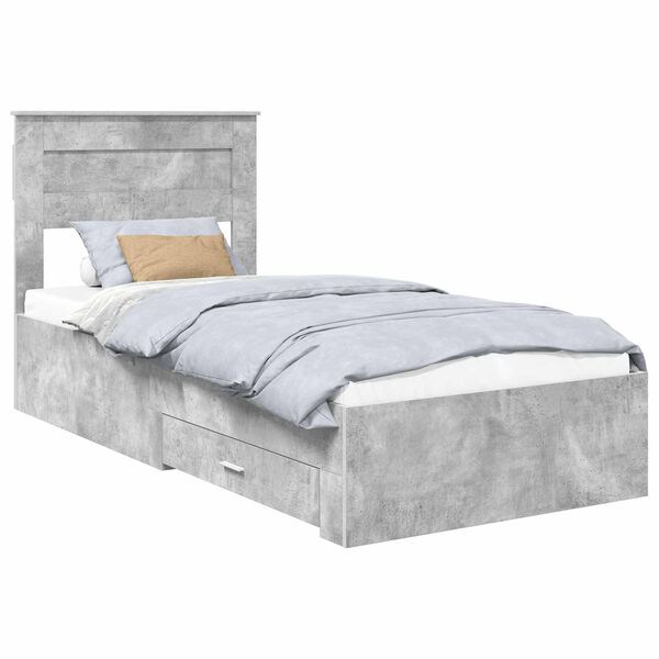 vidaXL Cadre de lit Gris b&eacute;ton 100 x 200 cm Bois d'ing&eacute;nierie