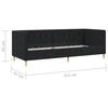 vidaXL Lit avec USB Noir Tissu 90x200 cm