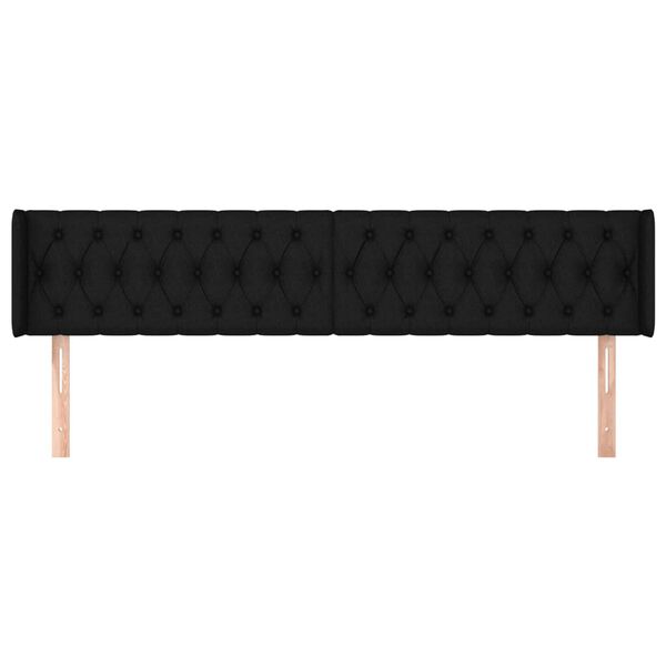vidaXL T&ecirc;te de lit avec oreilles Noir 203x16x78/88 cm Tissu