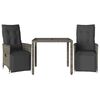 vidaXL Ensemble de bistro de jardin 3 pcs coussins gris poly rotin