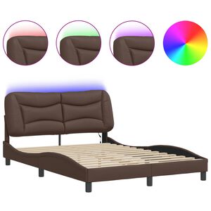 vidaXL Cadre de lit avec LED sans matelas Hvar marron 120x200 cm