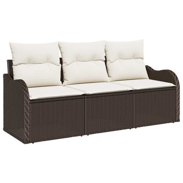 vidaXL Ensemble de canap&eacute; de jardin 3 pcs Marron Poly rotin