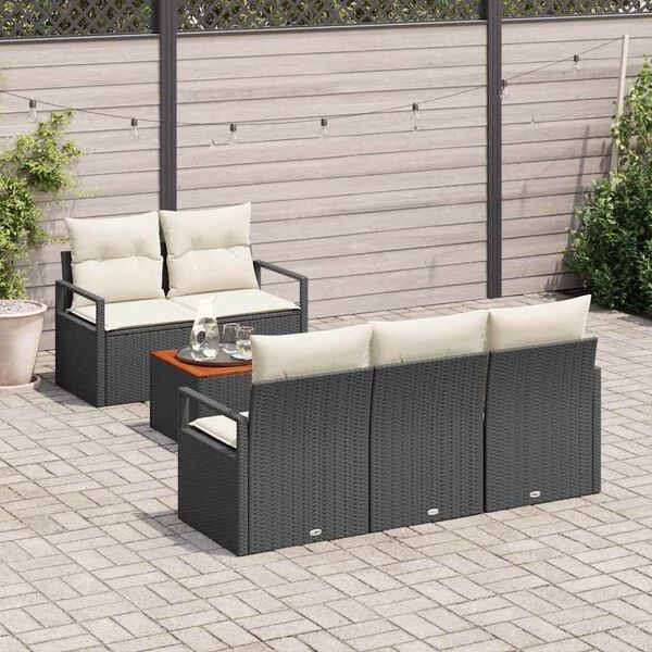vidaXL Ensemble de canapé de jardin 6 pcs Noir et blanc