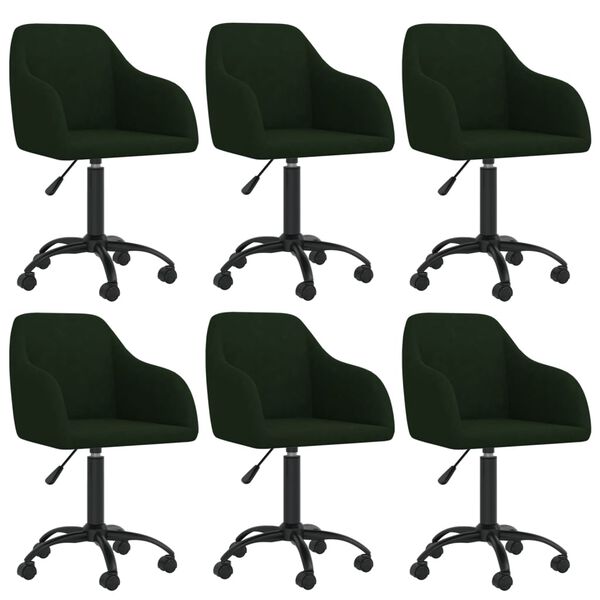 vidaXL Chaises pivotantes &agrave; manger lot de 6 vert fonc&eacute; velours