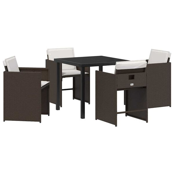 vidaXL Ensemble de salle &agrave; manger pour jardin 5 pcs Marron polyrotin