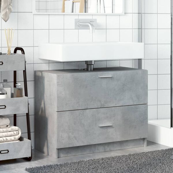 vidaXL Armoire d'&eacute;vier gris b&eacute;ton 78x37x59 cm Bois d'ing&eacute;nierie