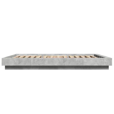 vidaXL Cadre de lit et lumières LED sans matelas gris béton 140x190 cm