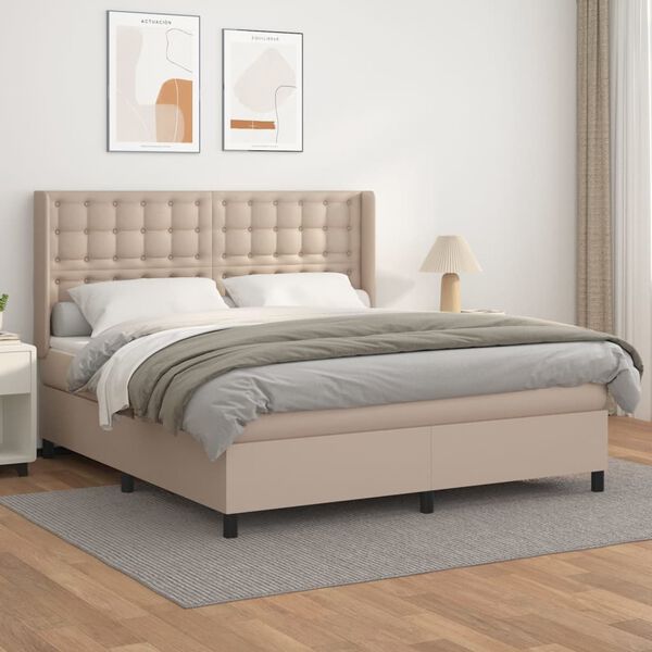 vidaXL Sommier &agrave; lattes de lit avec matelas Cappuccino 180x200 cm