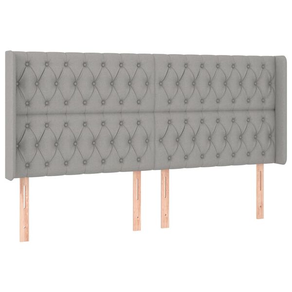 vidaXL T&ecirc;te de lit &agrave; LED Gris clair 183x16x118/128 cm Tissu