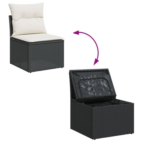 vidaXL Salon de jardin 8 pcs avec coussins noir r&eacute;sine tress&eacute;e