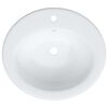 vidaXL &Eacute;vier de salle de bain blanc 52x46x20 cm ovale c&eacute;ramique