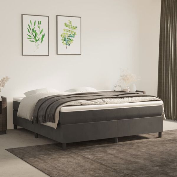 vidaXL Cadre de lit gris fonc&eacute; 160x200 cm velours