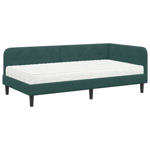 vidaXL Cadre de lit d'angle Vert fonc&eacute; 100 x 200 cm Velours