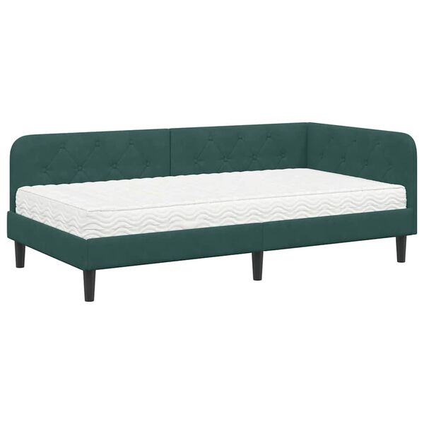 vidaXL Cadre de lit d'angle Vert fonc&eacute; 100 x 200 cm Velours