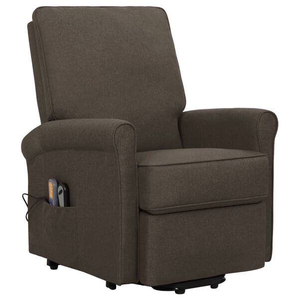 vidaXL Fauteuil de massage Marron fonc&eacute; Tissu