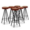 vidaXL Ensemble de bar 7 pcs Bois d'acacia Cuir v&eacute;ritable et toile
