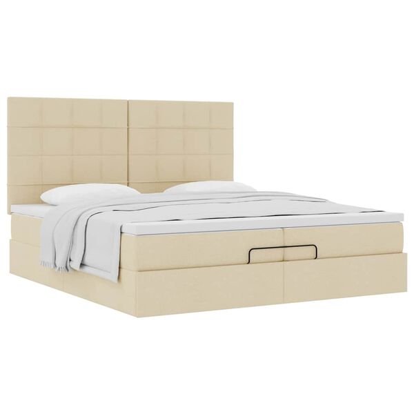 VidaXL Cadre de lit ottoman avec matelas cr&egrave;me 200x200cm tissu