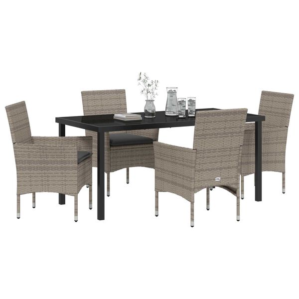 vidaXL Ensemble de salle &agrave; manger pour jardin 5 pcs Gris polyrotin