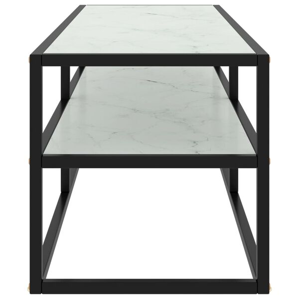 vidaXL Meuble TV noir avec verre marbre blanc 120x40x40 cm