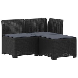 vidaXL Canap&eacute; de jardin 3 places avec coussins look rattan PP