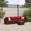 vidaXL Salon de jardin 5 pcs avec coussins Marron R&eacute;sine tress&eacute;e