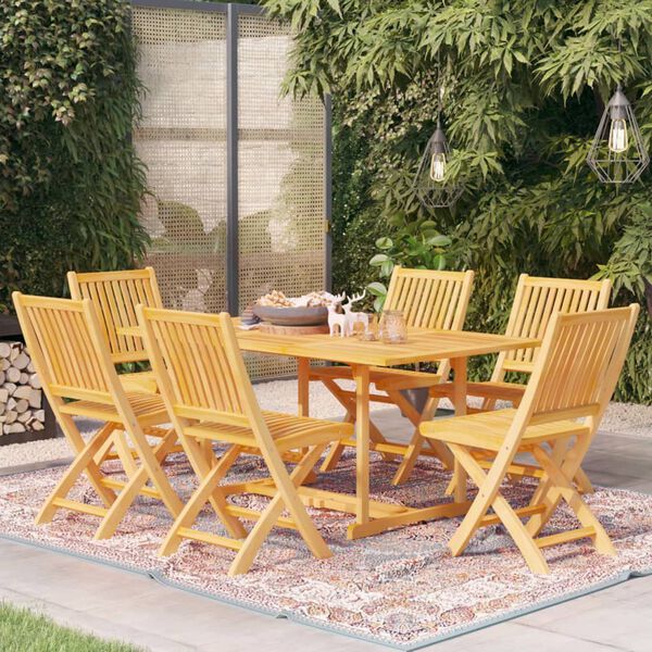 vidaXL Ensemble &agrave; manger de jardin 7 pcs Bois de teck massif