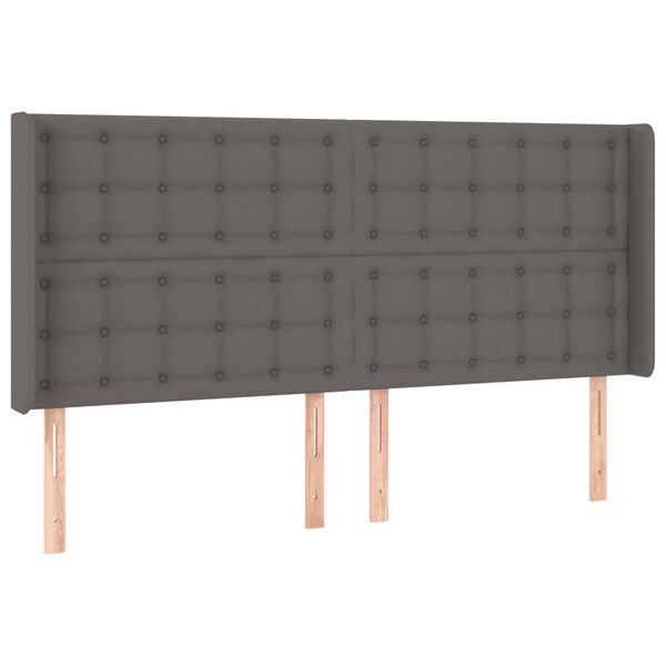 vidaXL T&ecirc;te de lit &agrave; LED Gris 163x16x118/128 cm Similicuir