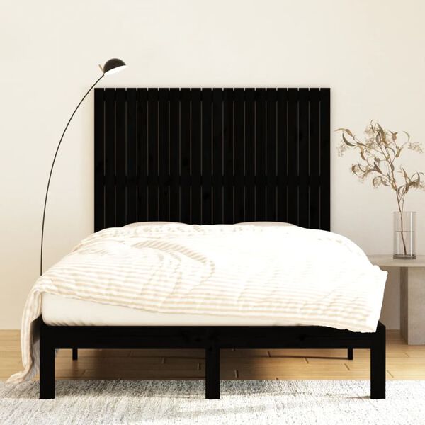vidaXL T&ecirc;te de lit murale Noir 140x3x110 cm Bois massif de pin