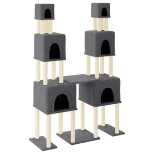 vidaXL Arbre &agrave; chat avec griffoirs en sisal Gris fonc&eacute; 199 cm