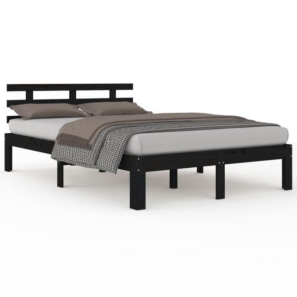 vidaXL Cadre de lit sans matelas noir bois massif 200x200 cm