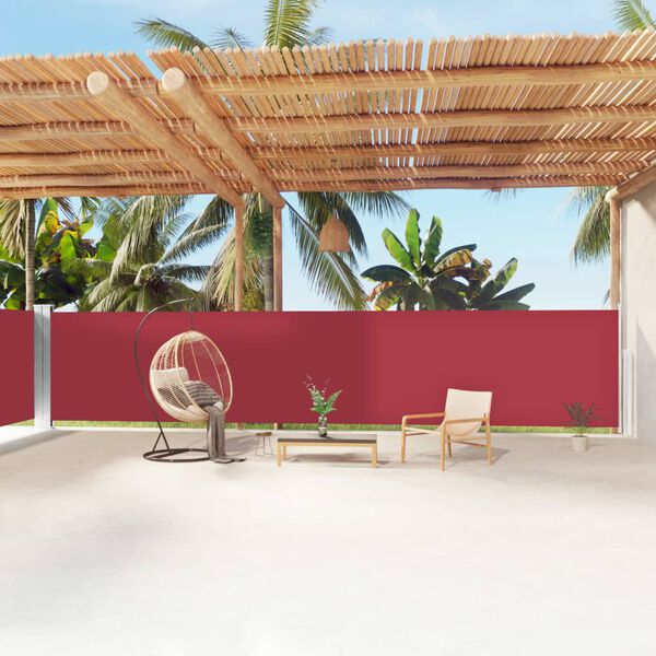 vidaXL Auvent lat&eacute;ral r&eacute;tractable Rouge 160x1200 cm