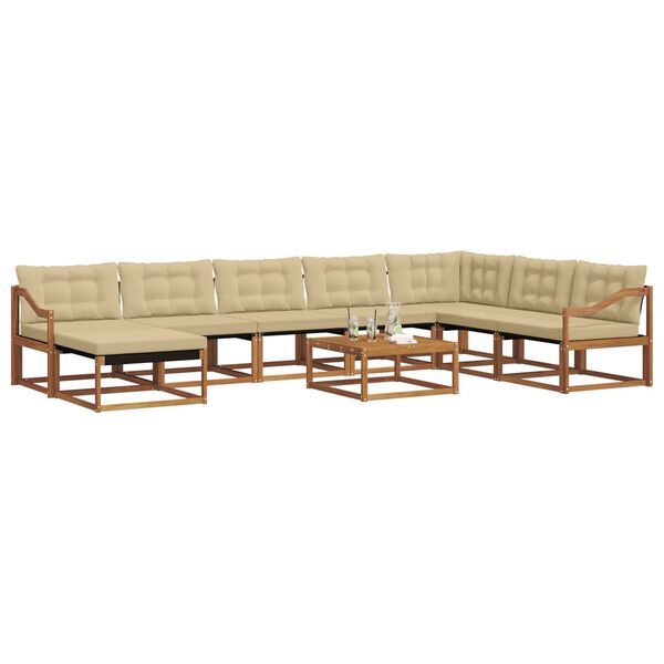 vidaXL Ensemble de canap&eacute;s d'ext&eacute;rieur 9 pcs Naturel et Beige