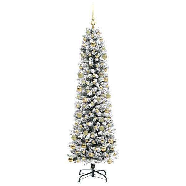 vidaXL Sapin de No&euml;l artificiel Blanc 210 cm PVC, m&eacute;tal et plastique