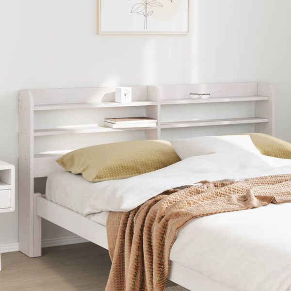 vidaXL T&ecirc;te de lit avec &eacute;tag&egrave;res blanc 150 cm bois massif de pin