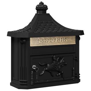 vidaXL Bo&icirc;te aux lettres murale Noir 40,5 x 16 x 45 cm Aluminium coul&eacute;