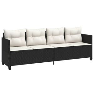 vidaXL Chaise longue avec coussins noir r&eacute;sine tress&eacute;e