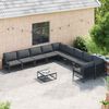 vidaXL Ensemble de canap&eacute; de jardin avec coussin 11 pcs Noir Acier