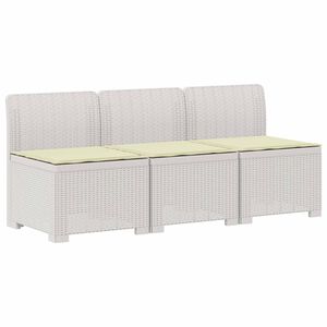 vidaXL Canap&eacute; de jardin 3 places avec coussins look rattan PP Blanc