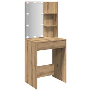 vidaXL Coiffeuse avec LED ch&ecirc;ne artisanal 60x40x140 cm