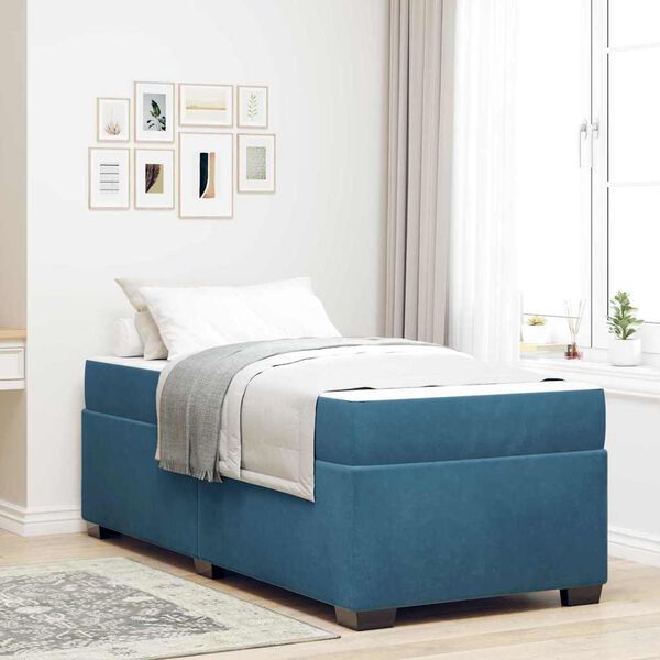 vidaXL Cadre de lit avec matelas Bleu 80 x 200 cm tissu